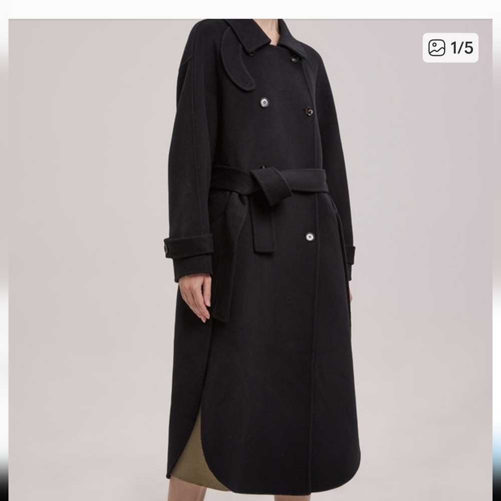 NAP Double Breasted Marino Wool Side Slit Coat